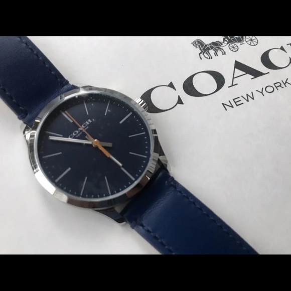 NWT COACH BAXTER WATCH 39MM W1582 NAVY BLUE - Picture 10 of 12